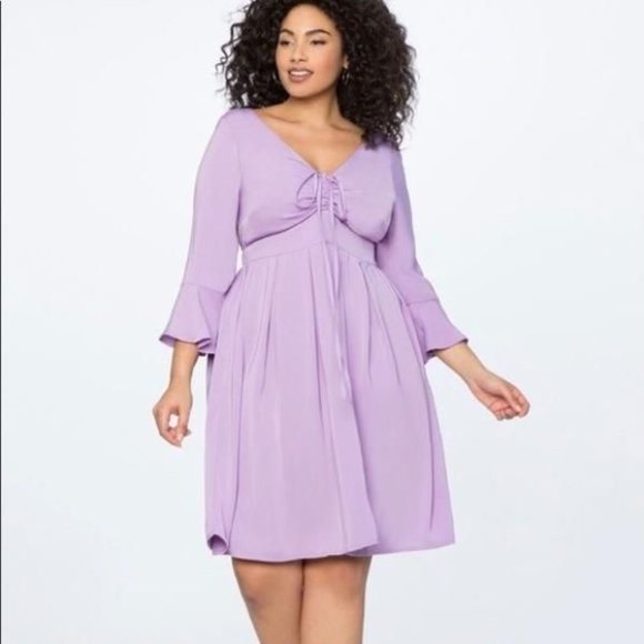 Eloquii Flare Sleeve Dress With Halter Detail 24 - Picture 1 of 4